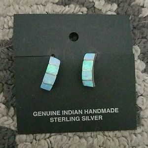 Vintage Opal Earrings Sterling Silver